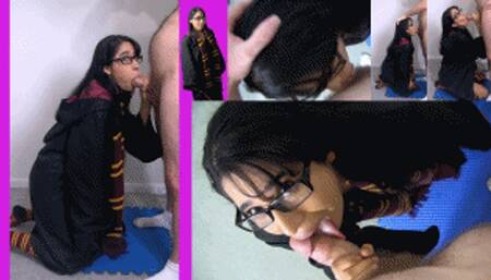 Hogwarts witch bitch eRica summons a man to play with! She sucks his cock until he blows his load all over her face!!