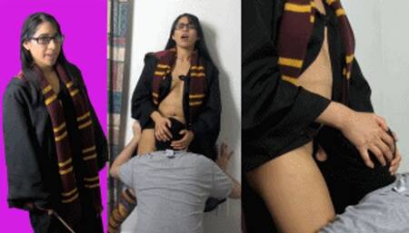 Hogwarts witch bitch eRica summons a man to play with! He has been summonded to eat out her cunt!