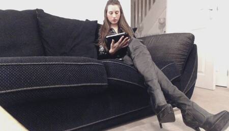 Thigh High Boots- human footstool (AVI)