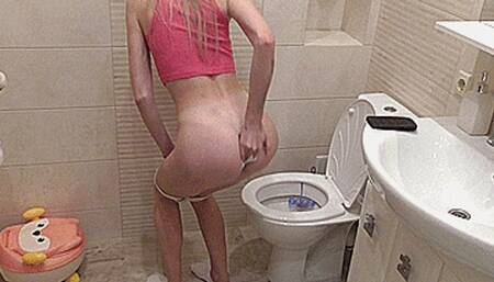 Diarrhea blondie in a bright pink top! MP4