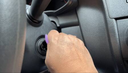 Juliette RJ on a real Pedal Pumping Revving - French Purple Pedicure on Long Toenaisl wearing Flipflops - PEDAL PUMPING - PEDAL PUMPING REVVING - FRENCH PURPLE NAILS - LONG TOENAILS - FLIP FLOP FETISH - FEET FETISH