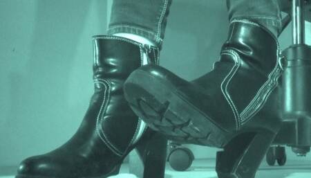 Tanja plays with my tiny cock under her rough boot soles - Cam 1