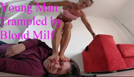 Young Man Trampled by Blond Milf