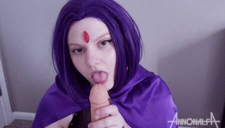 Raven Gives Sloppy Blowjob