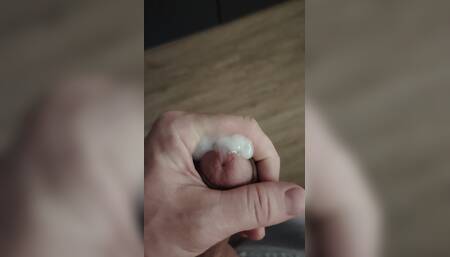 Slugs of Cum in My Hand After Playing with My Cock