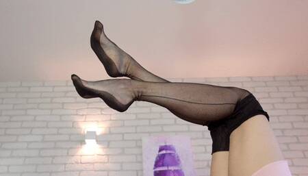 Amber And Weronika - Black RHT Stockings - HD 1920x1080