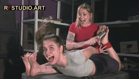 Leya Gets Tickled by Olivia - Hogtied, Ballgagged, and Electric Play on Her Soles (UHD 4K MP4)