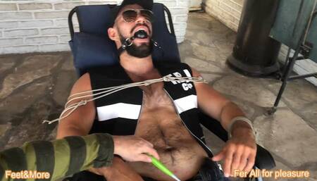 Investigator officer is tied, gagged and tickled