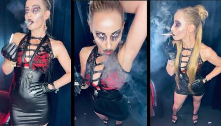 Vampire Queen smokes 2 l&m at once and a Marlboro 100 fast