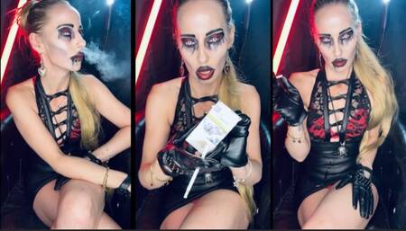 Vampire Queen smokes a Marlboro slim