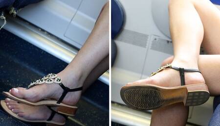 Foot candid fetish and sandals watching, dreaming and licking her feet and sandals