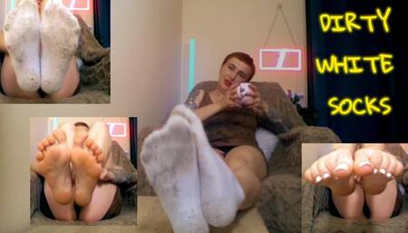 Lady Angela dirty white socks short hair goddess red hair goddess sock fetish to bare feet soles pixie cut redhead