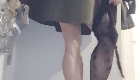 Tempest putting on star fishnets