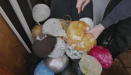 Helium balloons cum and pop