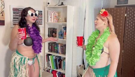 Hula TICKLE Competition at the Halloween Party - GIA LOVE & AMI MERCURY HIDEF MOV