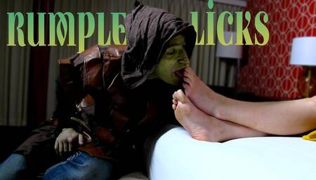 Rumple Licks- Rumple loves Belles feet so much he sniffs licks them