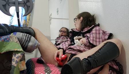 Victorian GoatGirl and Dildo Play with mirrors - Halloween Special