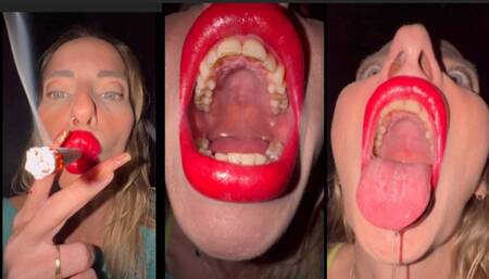 Close up smoking marlboro 100 & mouth tour