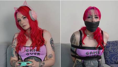 Mimi: Gamer Girl in Strict Belt Bondage and Heavy Gagging by the Home Invader!(FullHD)