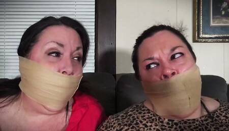 Gina surprised and instructed to tape up Courtney and double gagged