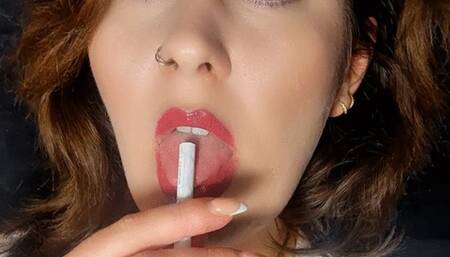 Sensual smoking stripping and playing with myself