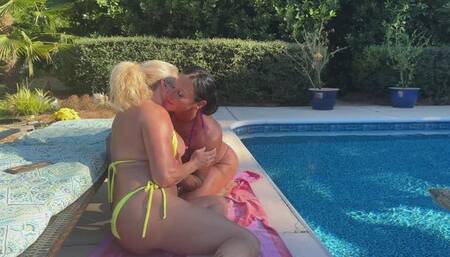 Summer storm and Kandy Legs poolside threesome