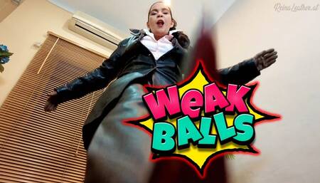 Weak Balls- Ball Busted Reinaleather pointy boots POV