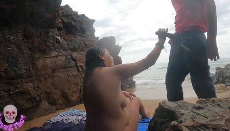 Hot Couple Having Sex on Public Beach