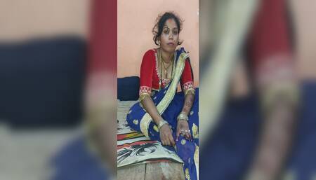 Left Stepsister of Indian Village in Lal Saari, Left Aunty of Indian Village in Lal Sari