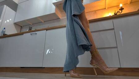 Lady Ruslana (From Ukraine) In Gold Shoes Rubs And Kick Your Balls - Part 2 - English And Russian Language