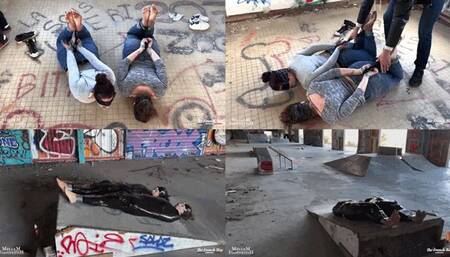 The Urbex explorers, though naive, found themselves trapped and in a tricky situation 1080p - TICKLING - FOOT TICKLING - TAPE BONDAGE - TAPEGAGGED - MUMMIFICATION - DOMINATION