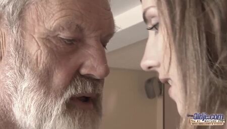 Old Young - Big Cock Grandpa Fucked by Teen she licks thick old man penis