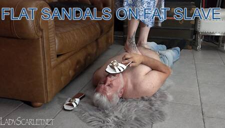 LADY SCARLET - FLAT SANDALS ON FAT SLAVE hd