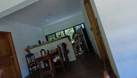 A thick load in mouth on our open terrace