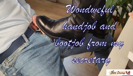 Wonderful handjob and bootjob from my secretary 1080