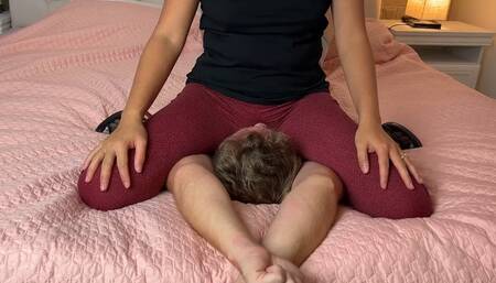 Aggressive Facesitting in Red Leggings and Heels (Full Versoin - Except Part 5)  *** Verbal Humiliation, Face Slapping, Fighting"**