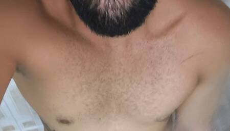 Camilo Brown Jerking His Big Uncut Cock in the Shower and Eating His Own Cum