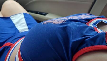 Cheerleader Step Sis making Me Rub Cock on Her Ass after Match