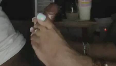 Playing with a long dick