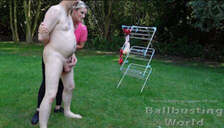 Vicious outdoor double ballbusting from Nikki & Divine Domino in sportswear BB1668