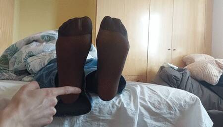 Amateur Black Nylon Socks Tickling
