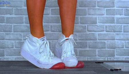 Crushing & Ruining His Orgasm Between My Adidas Nizza Platform Trainers - Bug Cam