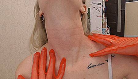 Red gloves and sexy neck! MP4