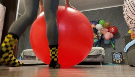 Jumping on new red guymball