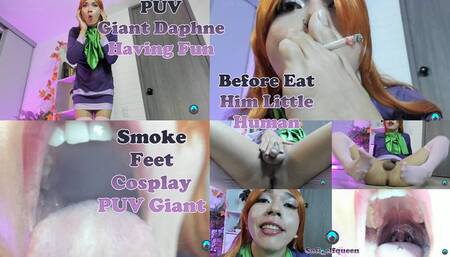 Giant daphne havin fun with her little human before eat him