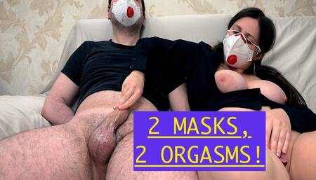 Two Masks, Two Cums: Fetish Handjob for You, Sex Toy for Me