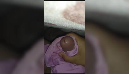 Masturbating Using Neighbor Pink Panty and Cum
