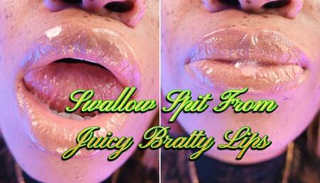 Swallow Spit From Juicy Bratty Lips- Ebony Femdom Goddess Rosie Reed Lipstick Spit Fetish Bratty Goddess Worship- standard definition