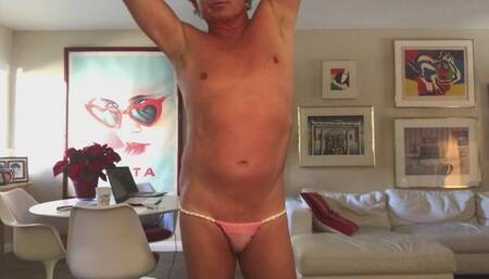 Model string from bikini to thong