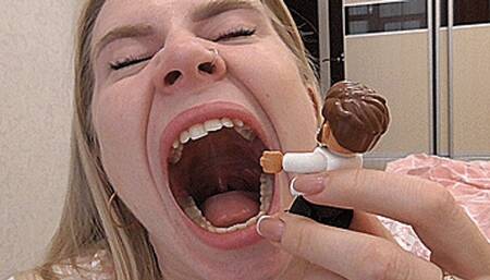 Sleepy Blondie yawns at the man! MP4